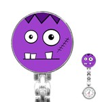 Halloween Frankenstein - Purple Stainless Steel Nurses Watch Front