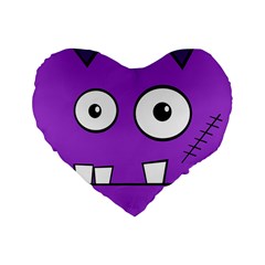 Halloween Frankenstein - Purple Standard 16  Premium Flano Heart Shape Cushions