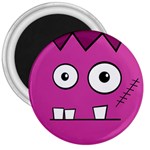 Halloween Frankenstein - pink 3  Magnets Front