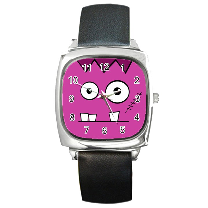 Halloween Frankenstein - pink Square Metal Watch