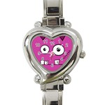 Halloween Frankenstein - pink Heart Italian Charm Watch Front