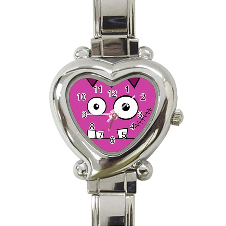 Halloween Frankenstein - pink Heart Italian Charm Watch