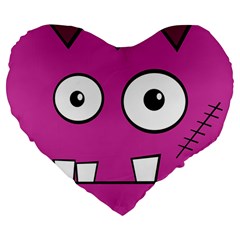 Halloween Frankenstein - pink Large 19  Premium Flano Heart Shape Cushions