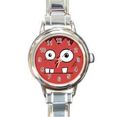 Halloween Frankenstein - Red Round Italian Charm Watch