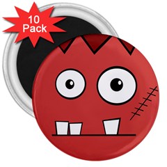 Halloween Frankenstein - Red 3  Magnets (10 Pack) 