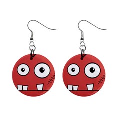 Halloween Frankenstein - Red Mini Button Earrings by Valentinaart