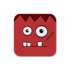 Halloween Frankenstein - Red Rubber Square Coaster (4 Pack) 