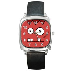 Halloween Frankenstein - Red Square Metal Watch by Valentinaart