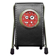 Halloween Frankenstein - Red Pen Holder Desk Clocks