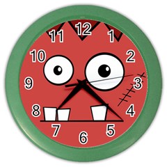 Halloween Frankenstein - Red Color Wall Clocks