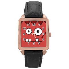 Halloween Frankenstein - Red Rose Gold Leather Watch  by Valentinaart