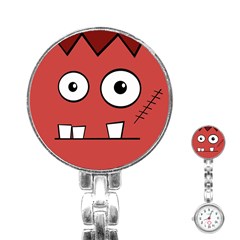 Halloween Frankenstein - Red Stainless Steel Nurses Watch by Valentinaart