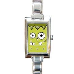 Halloween Frankenstein -yellow Rectangle Italian Charm Watch by Valentinaart