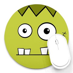 Halloween Frankenstein -yellow Round Mousepads by Valentinaart