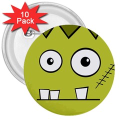 Halloween Frankenstein -yellow 3  Buttons (10 Pack)  by Valentinaart