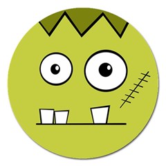 Halloween Frankenstein -yellow Magnet 5  (round) by Valentinaart