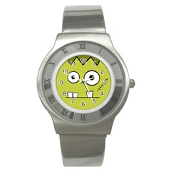 Halloween Frankenstein -yellow Stainless Steel Watch by Valentinaart