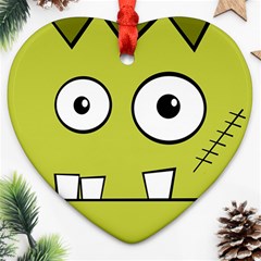 Halloween Frankenstein -yellow Heart Ornament (2 Sides) by Valentinaart