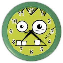 Halloween Frankenstein -yellow Color Wall Clocks by Valentinaart