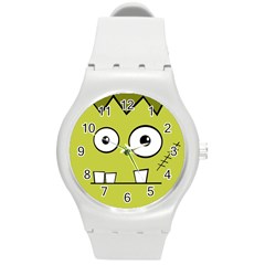 Halloween Frankenstein -yellow Round Plastic Sport Watch (m) by Valentinaart