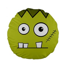 Halloween Frankenstein -yellow Standard 15  Premium Flano Round Cushions by Valentinaart