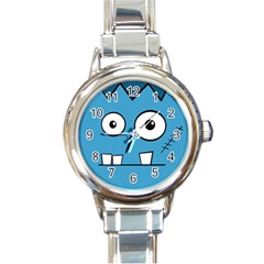 Halloween Frankenstein - Blue Round Italian Charm Watch by Valentinaart