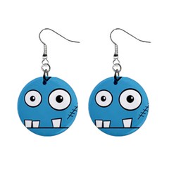 Halloween Frankenstein - Blue Mini Button Earrings by Valentinaart