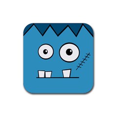 Halloween Frankenstein - Blue Rubber Coaster (square)  by Valentinaart