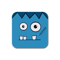 Halloween Frankenstein - Blue Rubber Square Coaster (4 Pack)  by Valentinaart