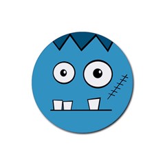 Halloween Frankenstein - Blue Rubber Round Coaster (4 Pack)  by Valentinaart