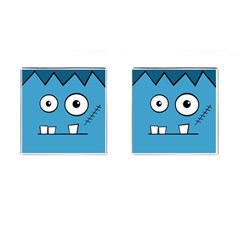 Halloween Frankenstein - Blue Cufflinks (square) by Valentinaart