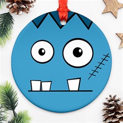 Halloween Frankenstein - Blue Round Ornament (two Sides)  by Valentinaart