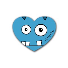 Halloween Frankenstein - Blue Rubber Coaster (heart)  by Valentinaart