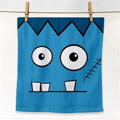 Halloween Frankenstein - Blue Face Towel by Valentinaart