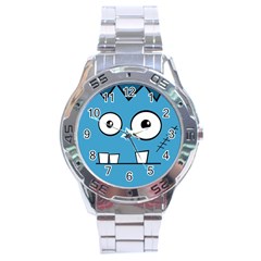 Halloween Frankenstein - Blue Stainless Steel Analogue Watch by Valentinaart