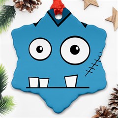 Halloween Frankenstein - Blue Snowflake Ornament (2-side) by Valentinaart