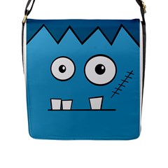 Halloween Frankenstein - Blue Flap Messenger Bag (l)  by Valentinaart