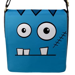 Halloween Frankenstein - Blue Flap Messenger Bag (s) by Valentinaart