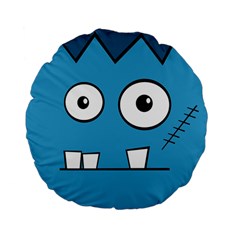 Halloween Frankenstein - Blue Standard 15  Premium Flano Round Cushions by Valentinaart