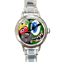 Halloween Monsters Round Italian Charm Watch by Valentinaart