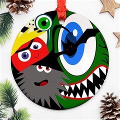 Halloween Monsters Ornament (round)  by Valentinaart