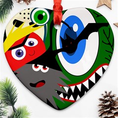 Halloween Monsters Ornament (heart)  by Valentinaart