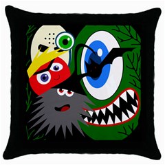 Halloween Monsters Throw Pillow Case (black) by Valentinaart