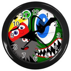 Halloween Monsters Wall Clocks (black) by Valentinaart