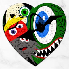 Halloween Monsters Jigsaw Puzzle (heart) by Valentinaart