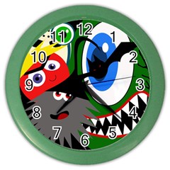 Halloween Monsters Color Wall Clocks by Valentinaart