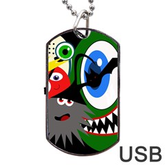 Halloween Monsters Dog Tag Usb Flash (one Side)