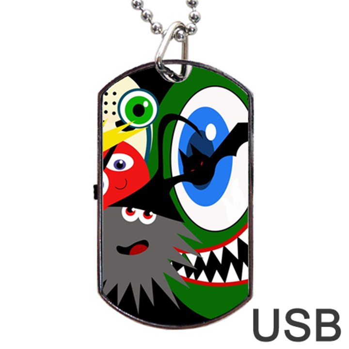 Halloween monsters Dog Tag USB Flash (One Side)