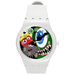 Halloween Monsters Round Plastic Sport Watch (m) by Valentinaart