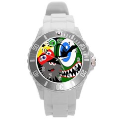 Halloween Monsters Round Plastic Sport Watch (l) by Valentinaart